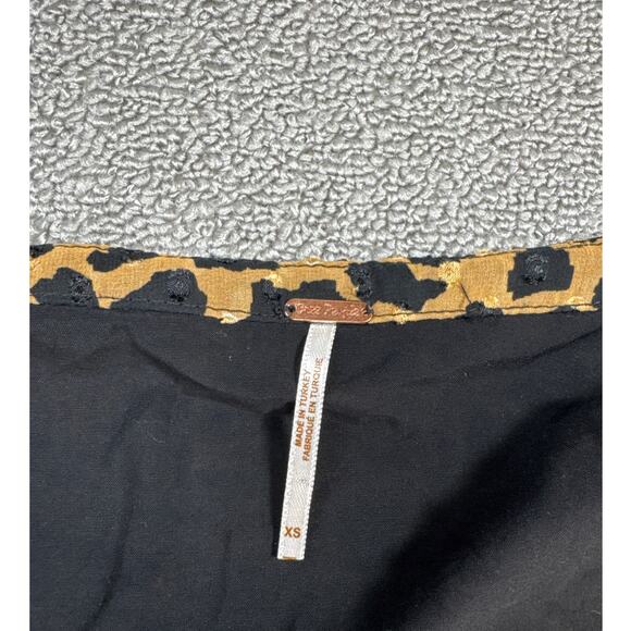 Free People Frenchie Leopard Print Wrap Dress Long Sleeve Ruffle Size XS - Picture 9 of 12